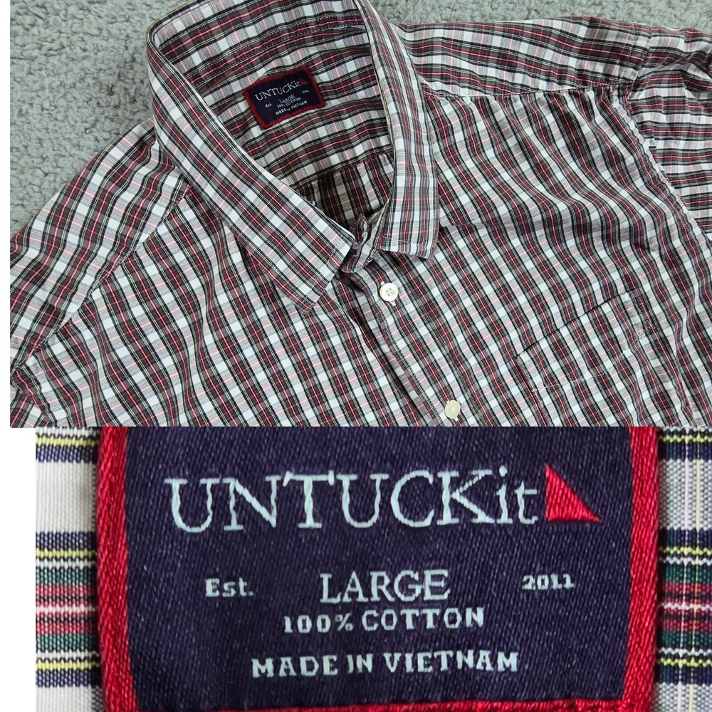 UNTUCKit Shirt‎ Mens Large Multicolor Plaid Cotton Long Sleeve Button Up
